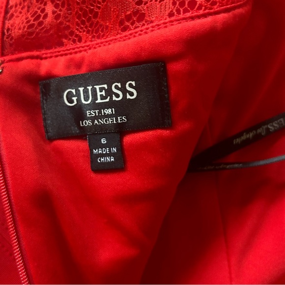 Red GUESS size 6 cocktail dress, worn once. Pet friendly, smoke free home. - Picture 3 of 3